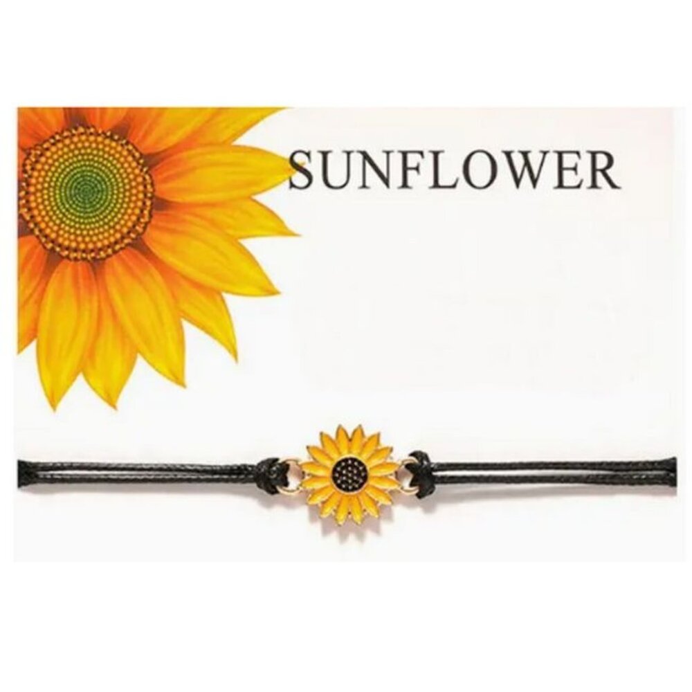Allyson Aurora Sunflower Double Leather Strand Bracelet Gift Packaged - Picture 5 of 10